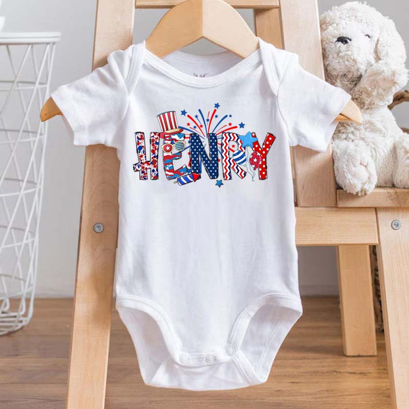 [Baby Bodysuit]Custom Name 4th Of Toddler Shirt