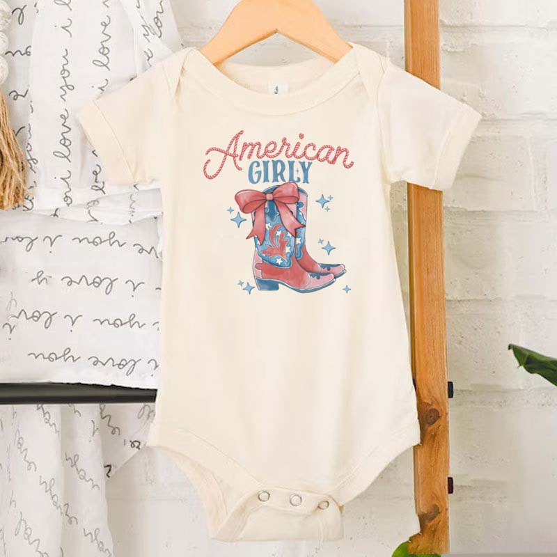 [Baby Bodysuit]American Cowgirl T Shirt Bubble Romper Baby Bodysuit