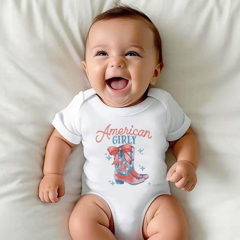 [Baby Bodysuit]American Cowgirl T Shirt Bubble Romper Baby Bodysuit