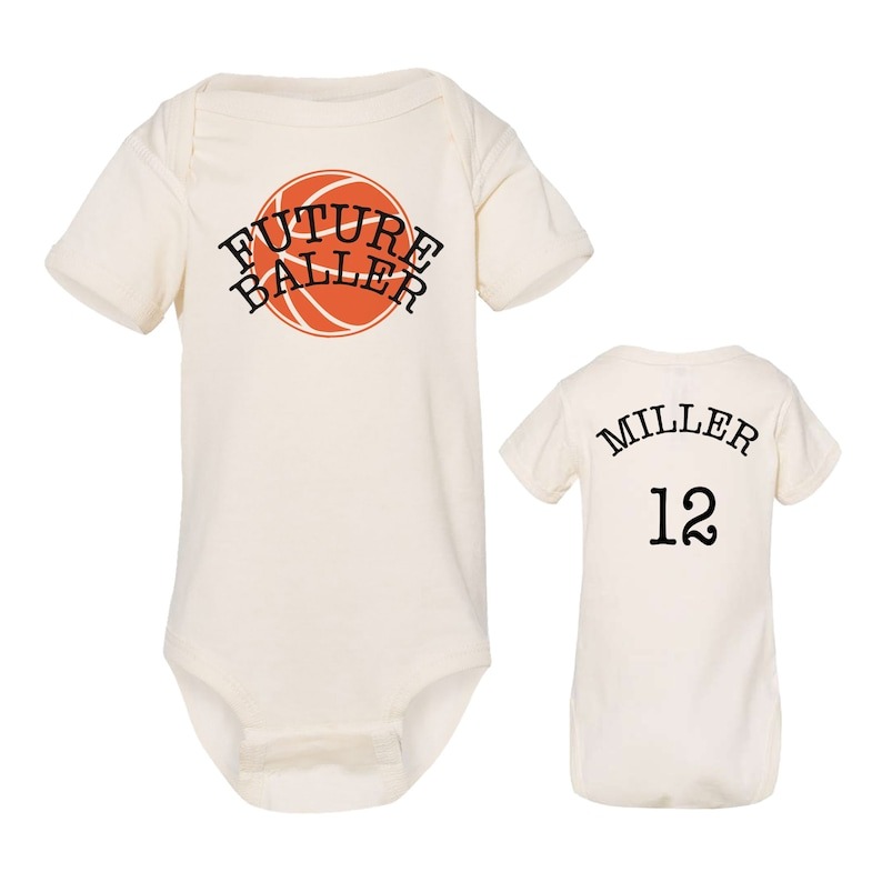 Custom Basketball Onesie FUTURE BALLER with Name & Number on Back