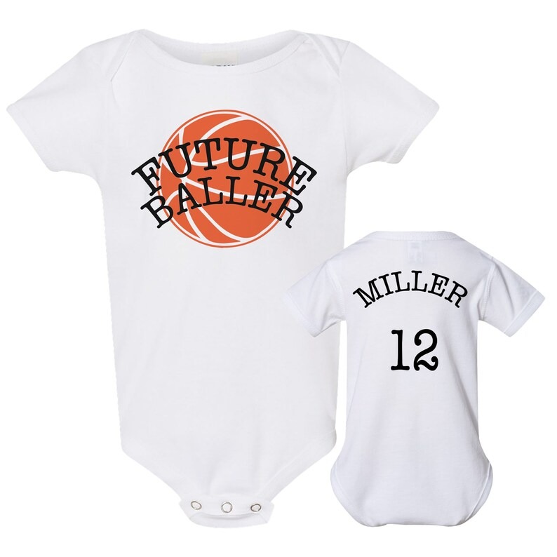 Custom Basketball Onesie FUTURE BALLER with Name & Number on Back