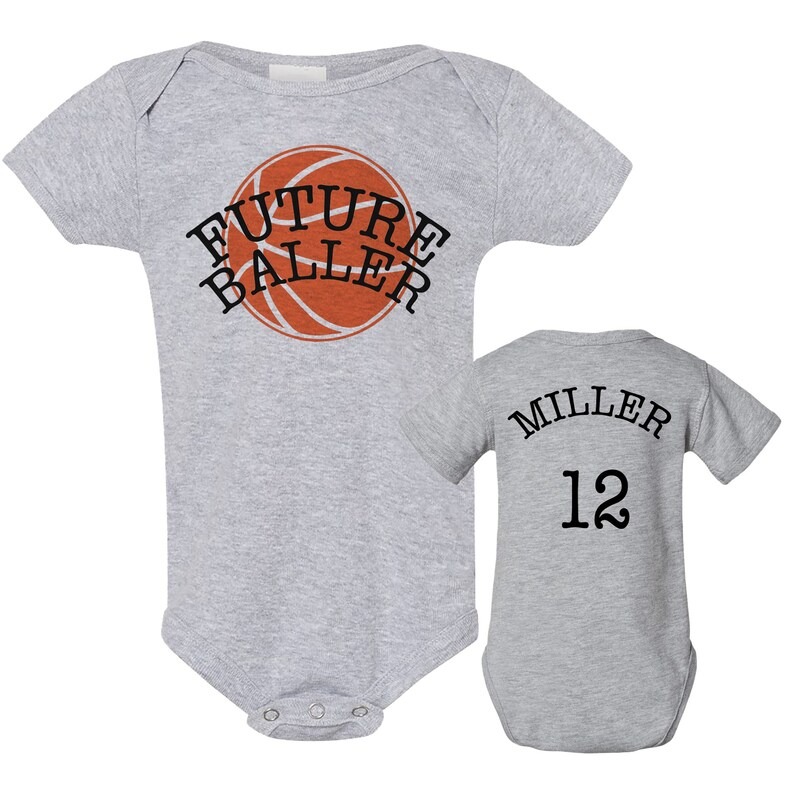 Custom Basketball Onesie FUTURE BALLER with Name & Number on Back