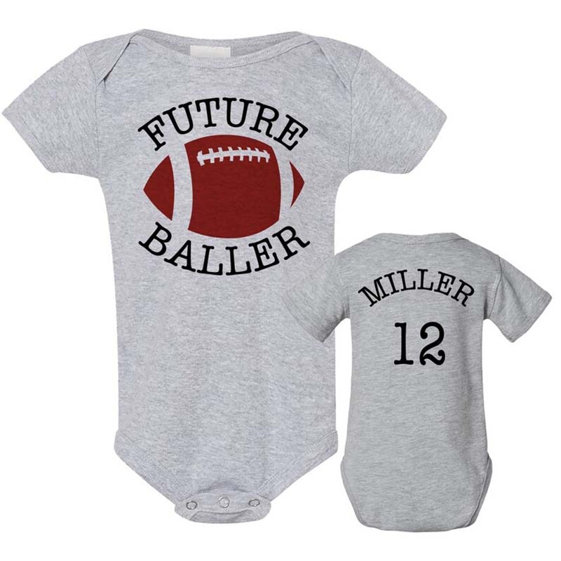 Custom Football Onesie FUTURE BALLER with Name & Number on Back