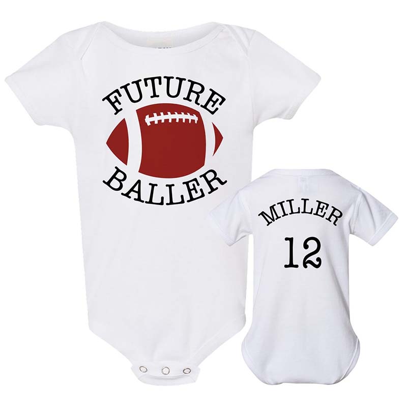 Custom Football Onesie FUTURE BALLER with Name & Number on Back
