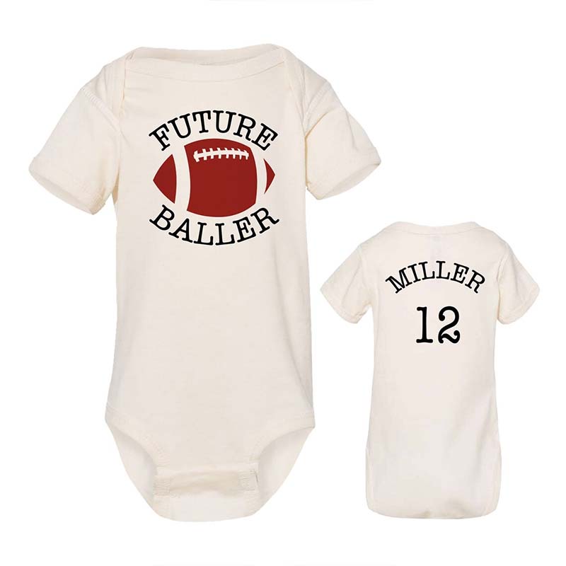 Custom Football Onesie FUTURE BALLER with Name & Number on Back