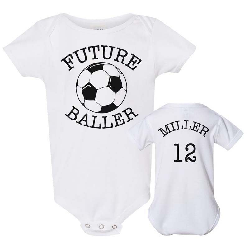 Custom Soccer Onesie FUTURE BALLER with Name & Number on Back