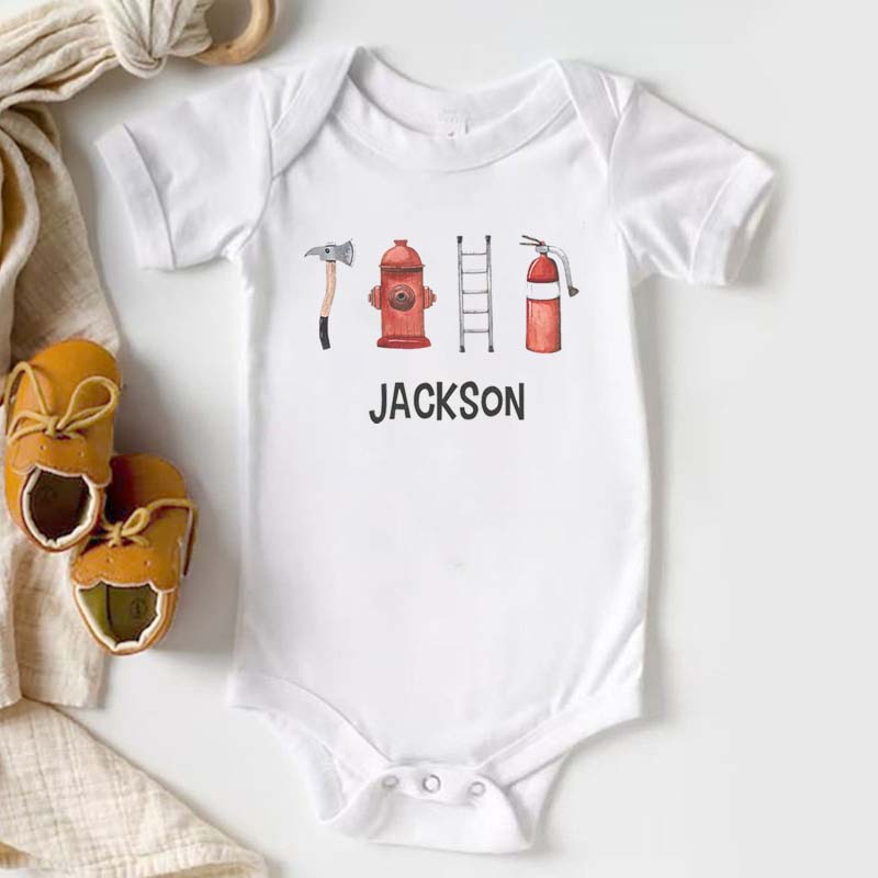 Personalized Firefighter Name Bodysuit For Baby