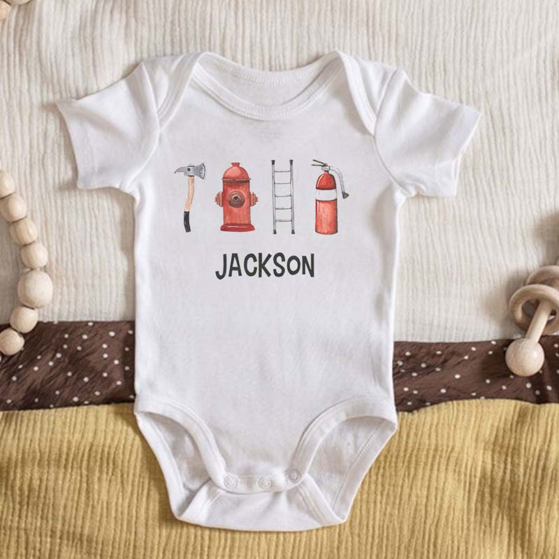 Personalized Firefighter Name Bodysuit For Baby