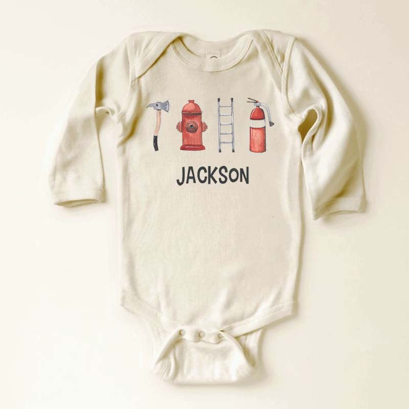 Personalized Firefighter Name Bodysuit For Baby