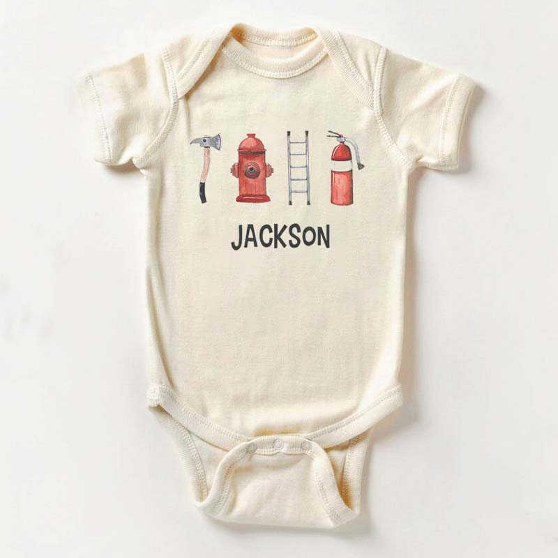 Personalized Firefighter Name Bodysuit For Baby
