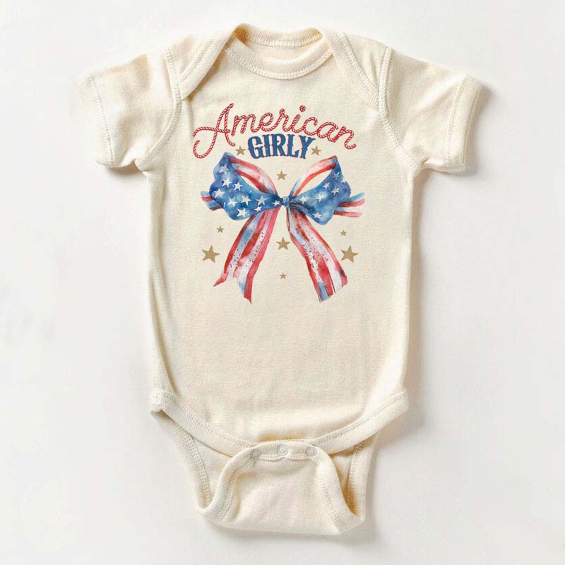 [Baby Bodysuit]American Girl T Shirt Bubble Romper Baby Bodysuit