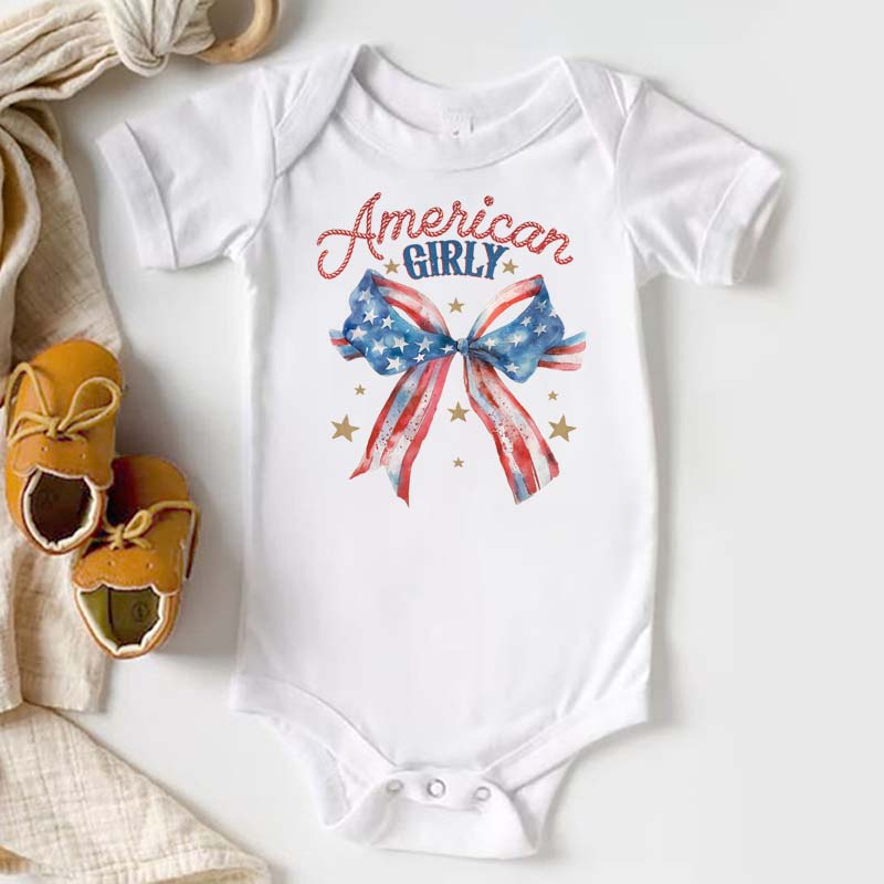 [Baby Bodysuit]American Girl T Shirt Bubble Romper Baby Bodysuit