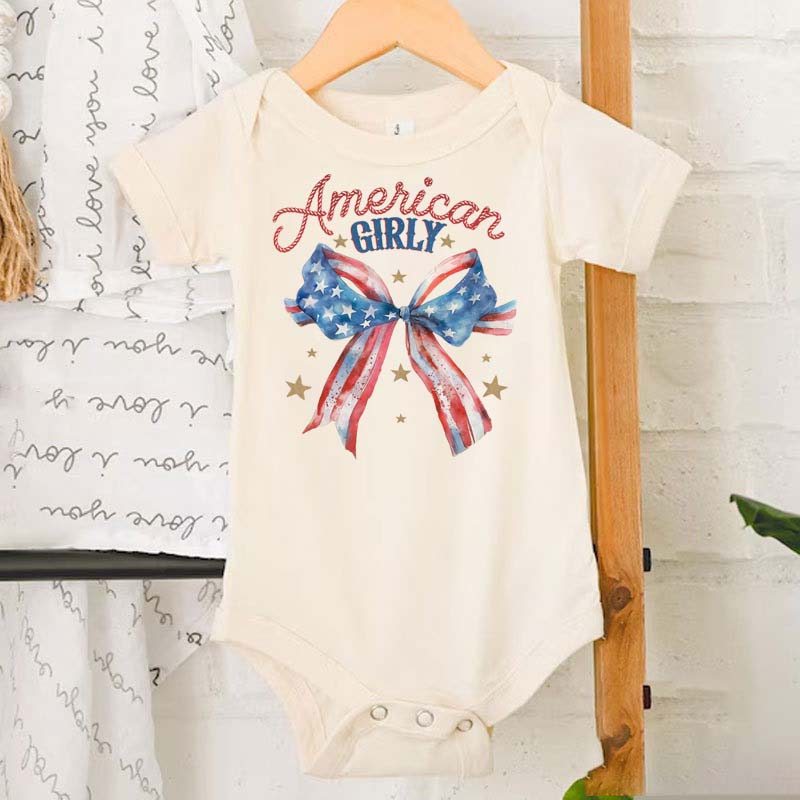 [Baby Bodysuit]American Girl T Shirt Bubble Romper Baby Bodysuit