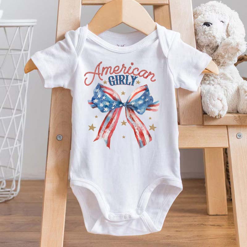 [Baby Bodysuit]American Girl T Shirt Bubble Romper Baby Bodysuit