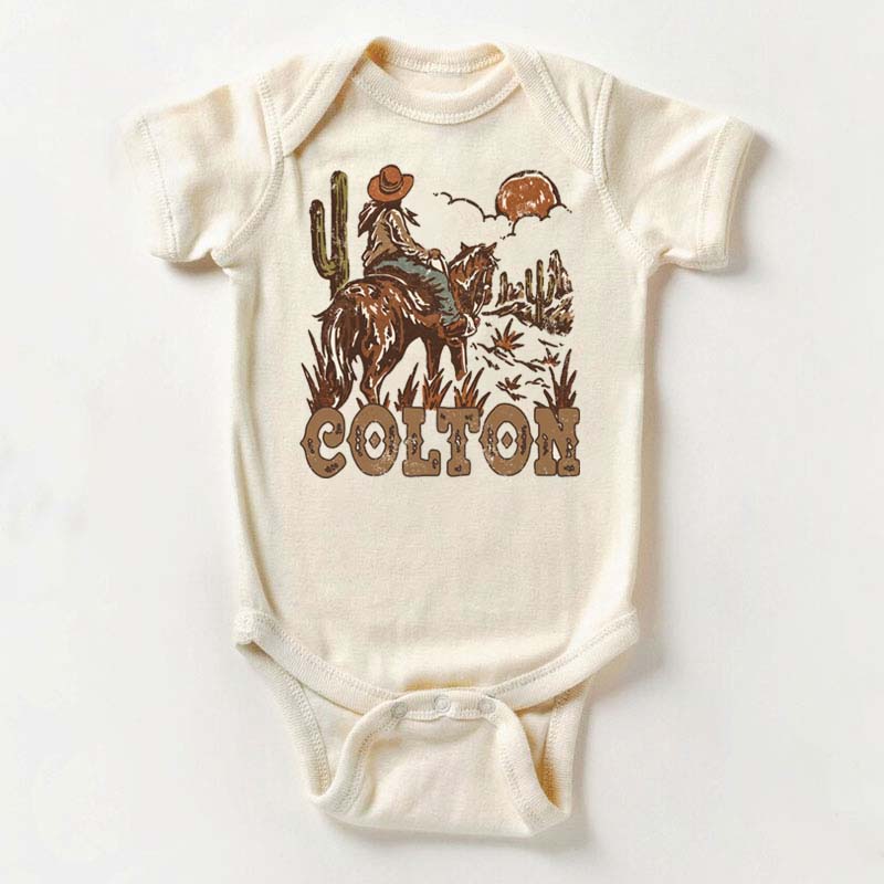 Retro Western Cowboy Personalized Bodysuit with Name