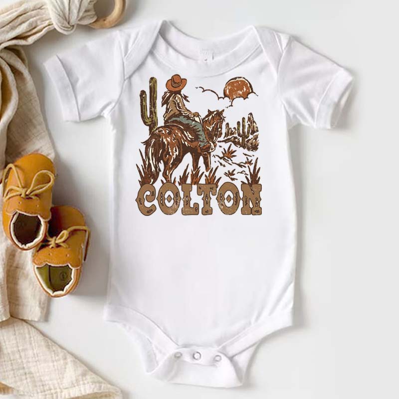 Retro Western Cowboy Personalized Bodysuit with Name