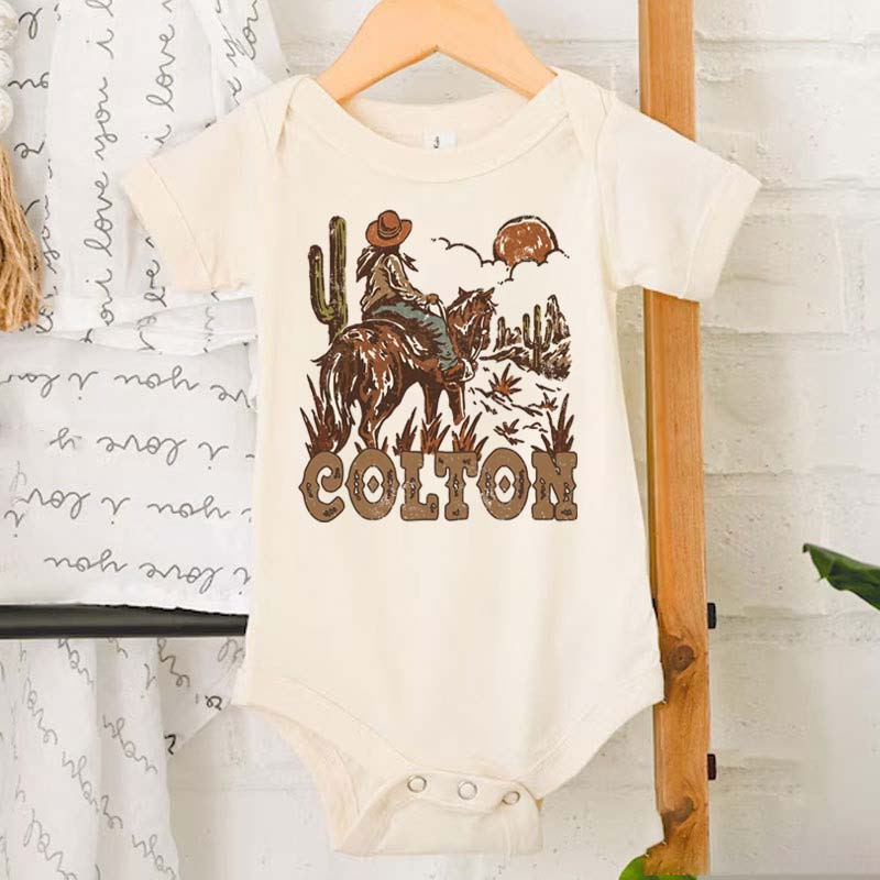 Retro Western Cowboy Personalized Bodysuit with Name