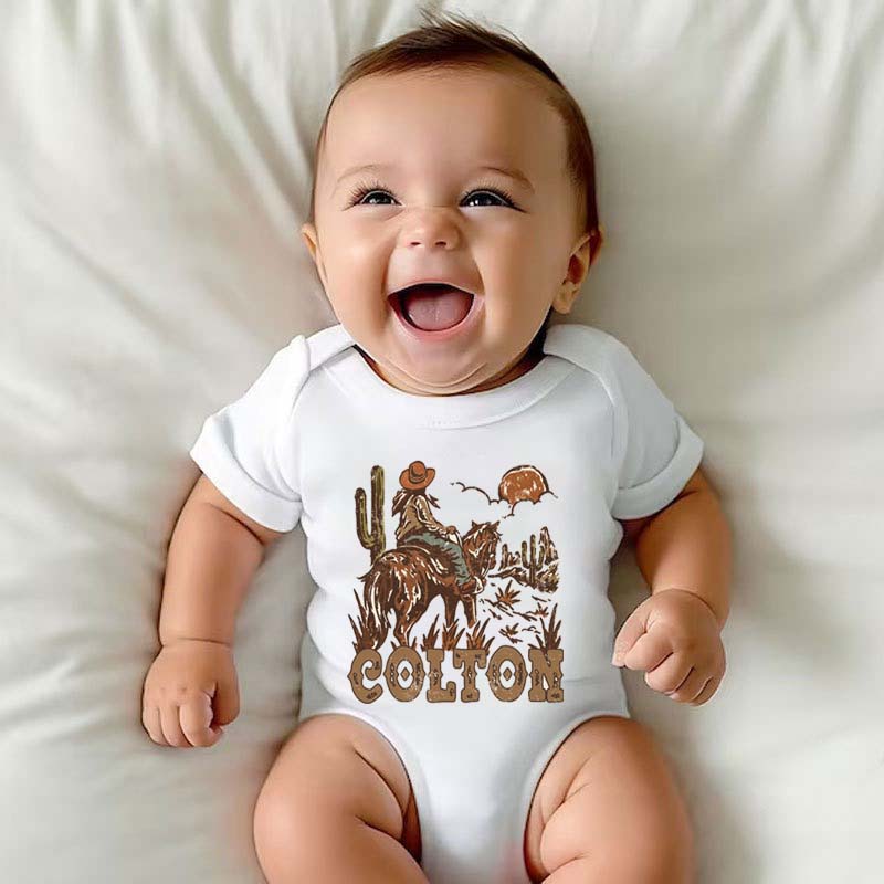 Retro Western Cowboy Personalized Bodysuit with Name