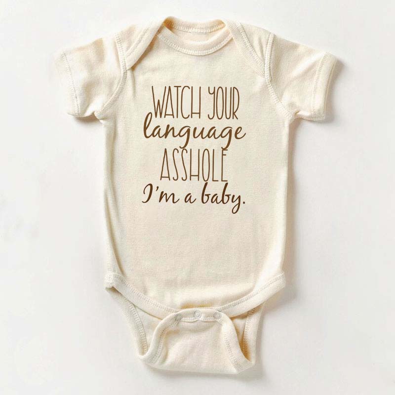 Funny Baby Onesie Watch Your Language Asshole Bodysuit