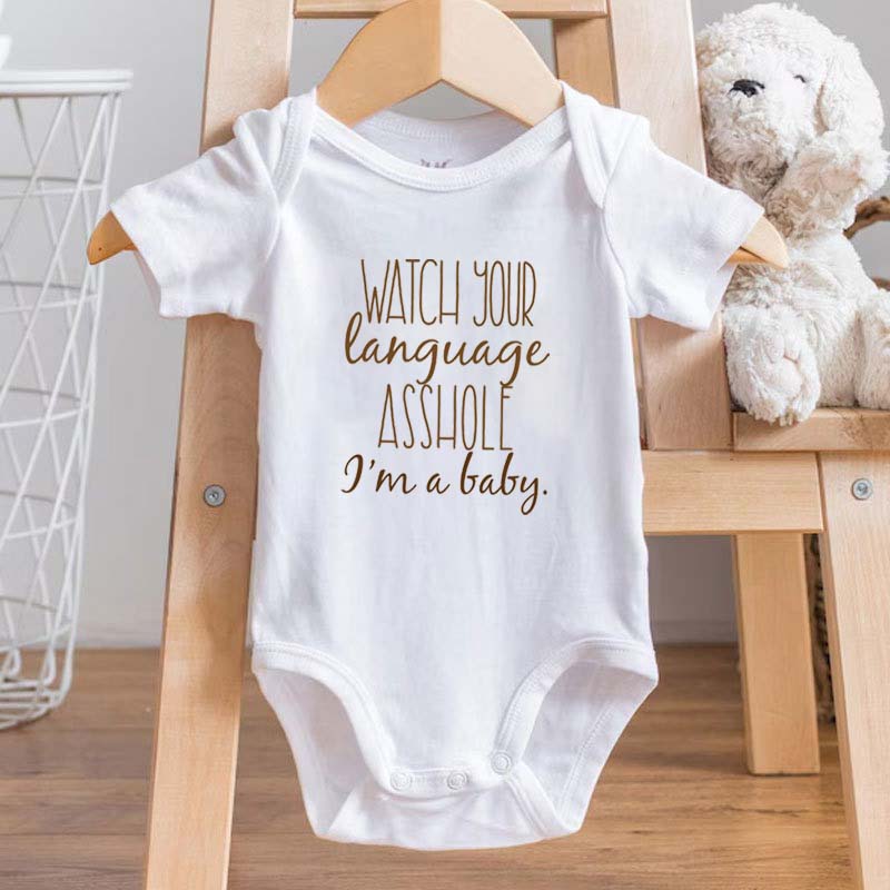 Funny Baby Onesie Watch Your Language Asshole Bodysuit