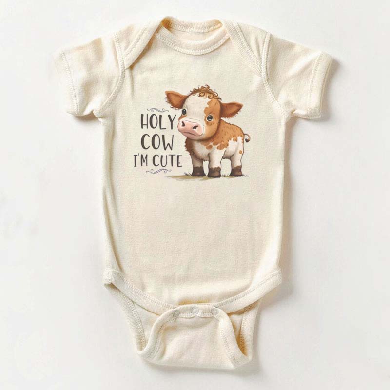 Holy Cow I'm Cute Onesie Funny Cow Natural Toddler Zoo Shirt