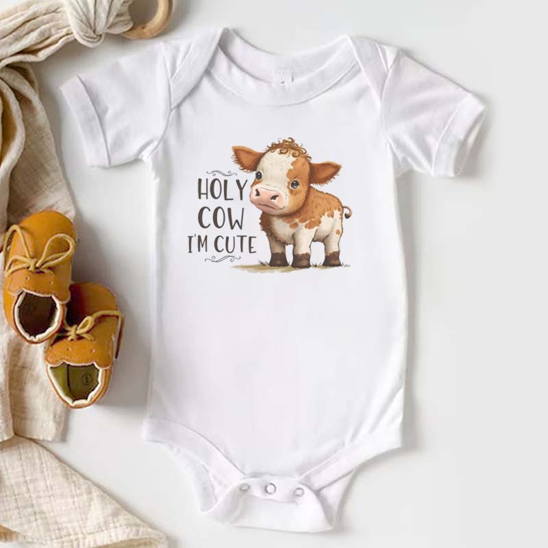 Holy Cow I'm Cute Onesie Funny Cow Natural Toddler Zoo Shirt