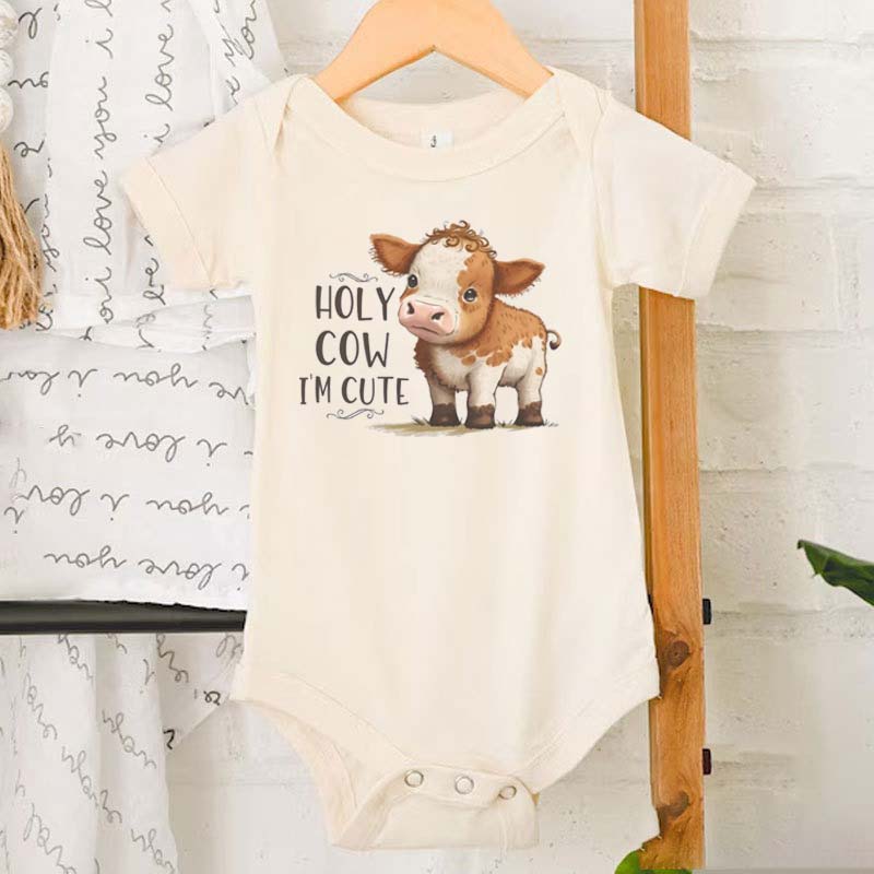 Holy Cow I'm Cute Onesie Funny Cow Natural Toddler Zoo Shirt