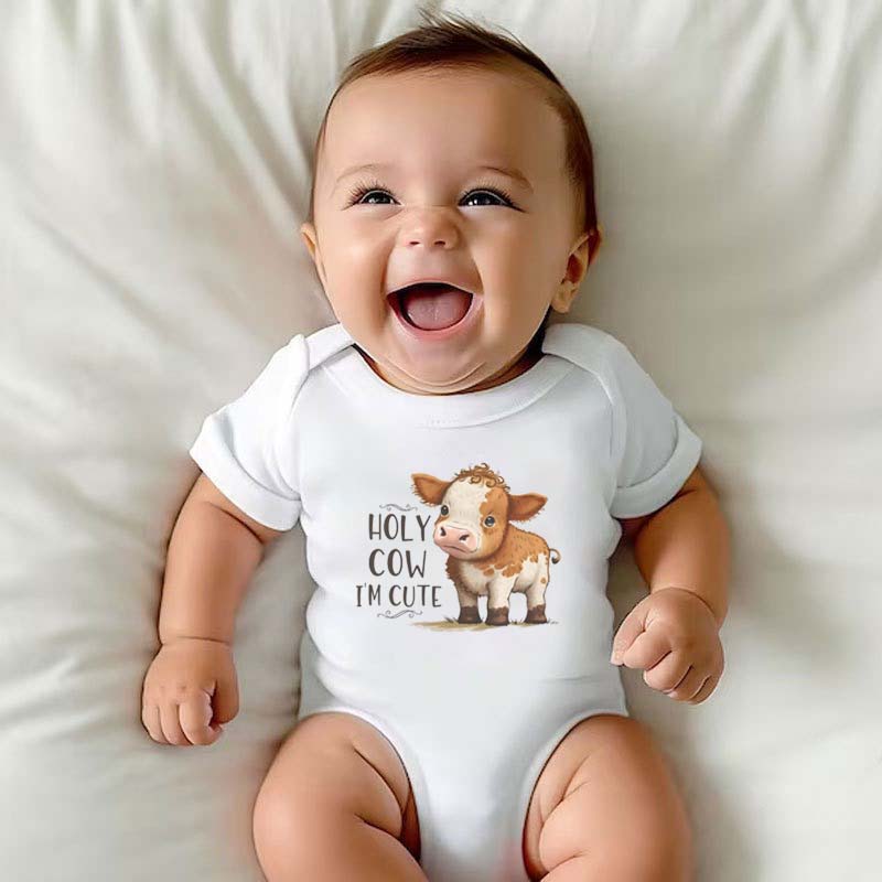 Holy Cow I'm Cute Onesie Funny Cow Natural Toddler Zoo Shirt