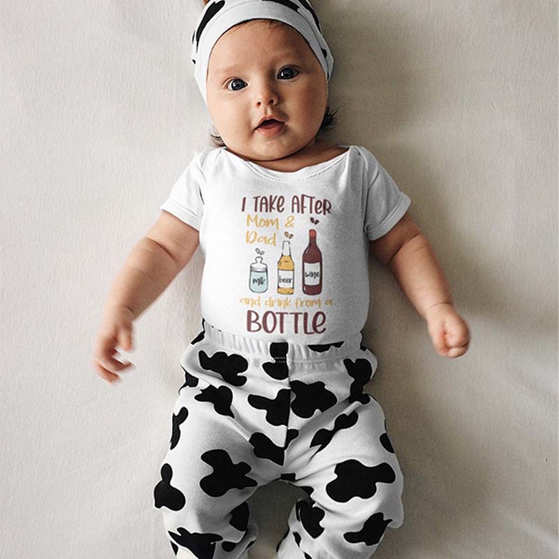 Funny Baby Shower Wine Beer Milk Bottle Onesie