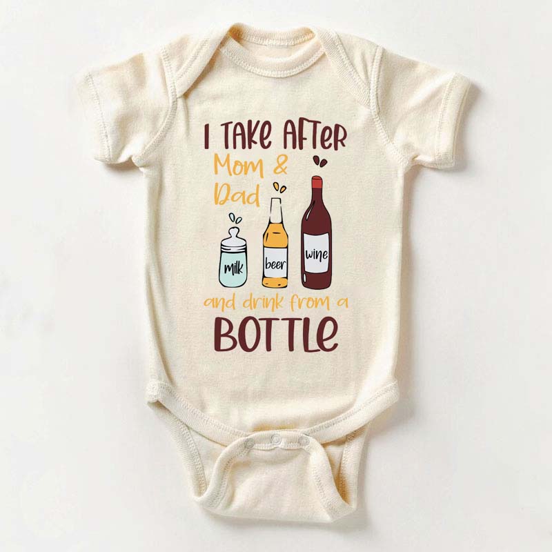 Funny Baby Shower Wine Beer Milk Bottle Onesie