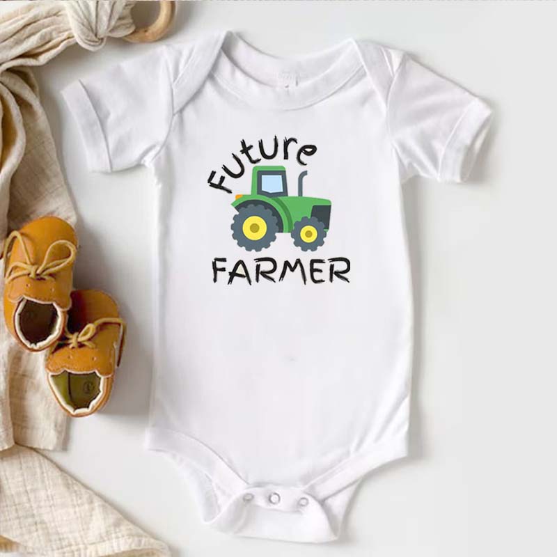 Future Farmer Cute Tractor Bodysuit For Baby