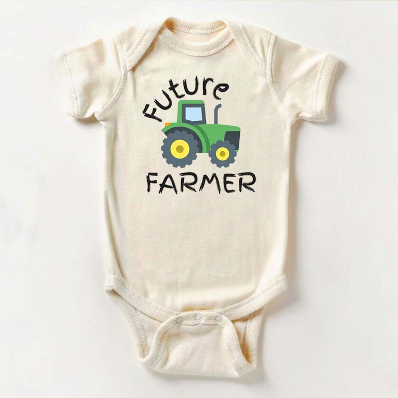 Future Farmer Cute Tractor Bodysuit For Baby