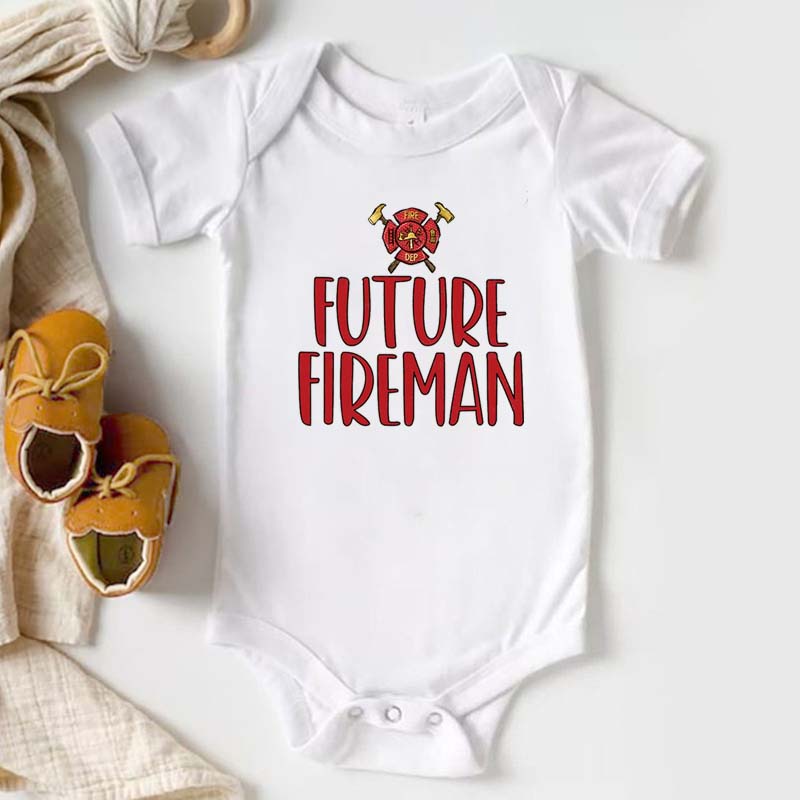 Future Fireman Firetruck Bodysuit For Baby