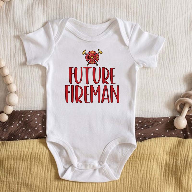 Future Fireman Firetruck Bodysuit For Baby