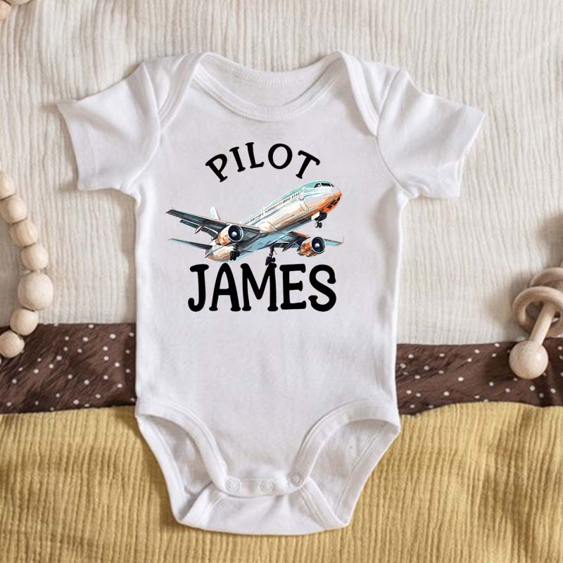 Custom Name Pilot Bodysuit For Baby