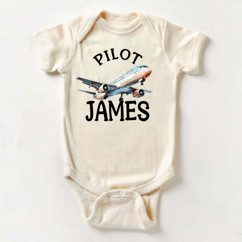 Custom Name Pilot Bodysuit For Baby