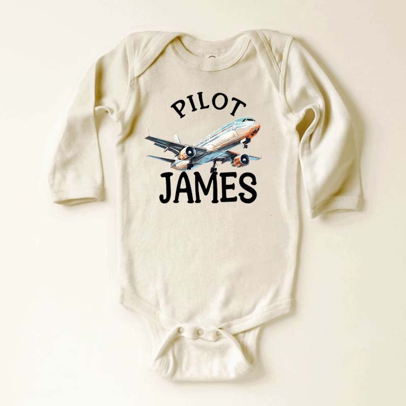 Custom Name Pilot Bodysuit For Baby