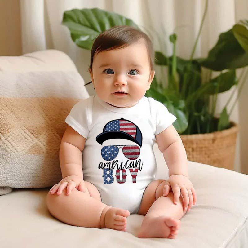 [Baby Bodysuit]Glitter American Dad and Boy Bundle July 4th