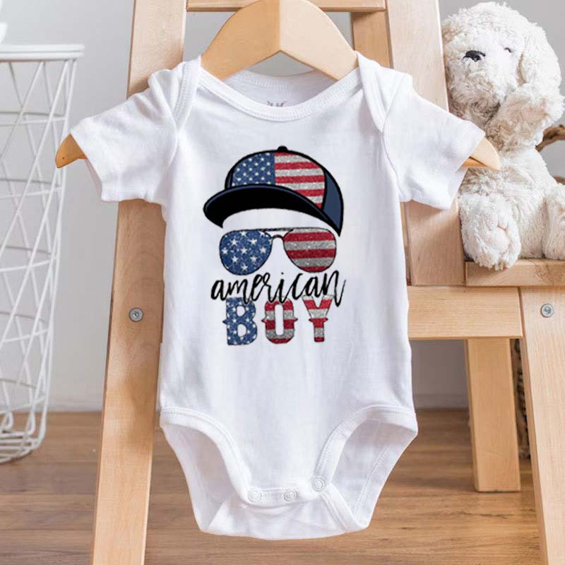 [Baby Bodysuit]Glitter American Dad and Boy Bundle July 4th