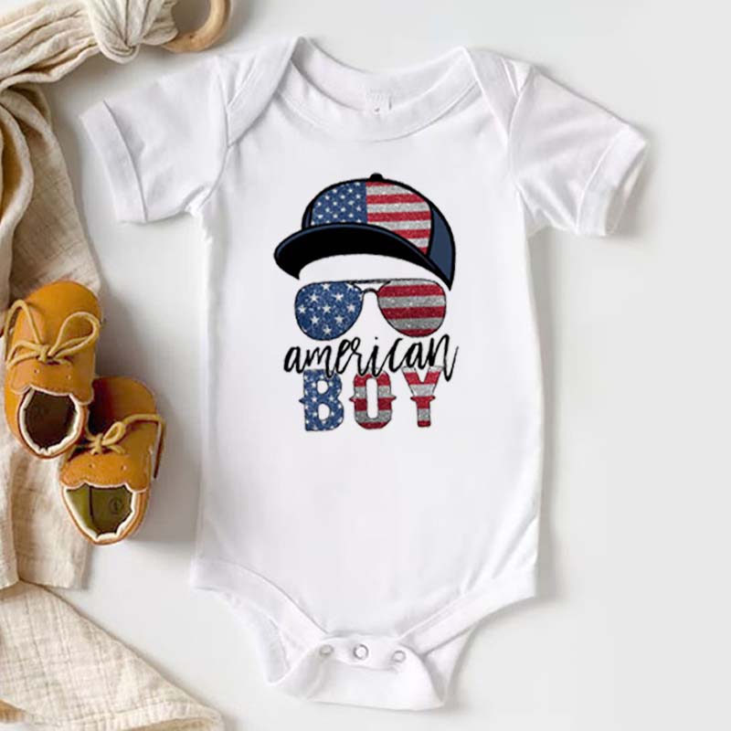 [Baby Bodysuit]Glitter American Dad and Boy Bundle July 4th