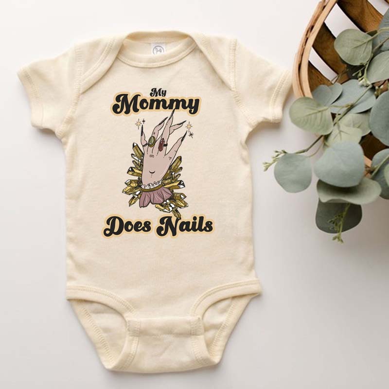 Mommy does nails bodysuit Retro nail tech baby tee