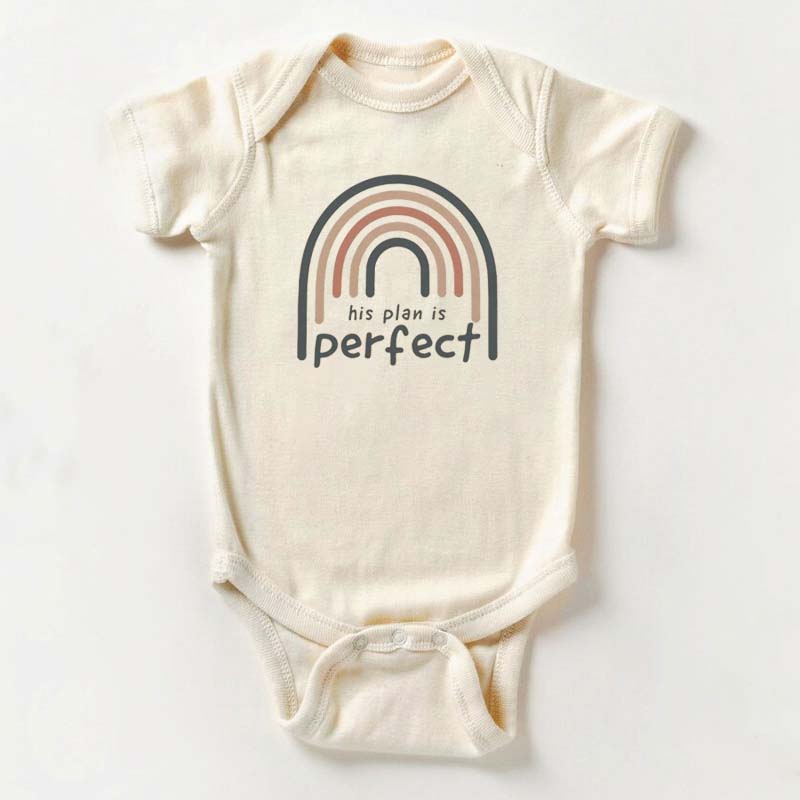 His Plan Is Perfect with Rainbow Onesies Brand Christian Baby Bodysuit