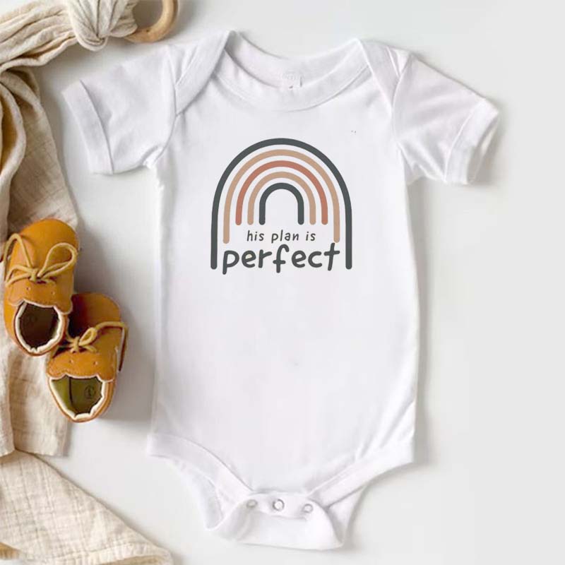 His Plan Is Perfect with Rainbow Onesies Brand Christian Baby Bodysuit