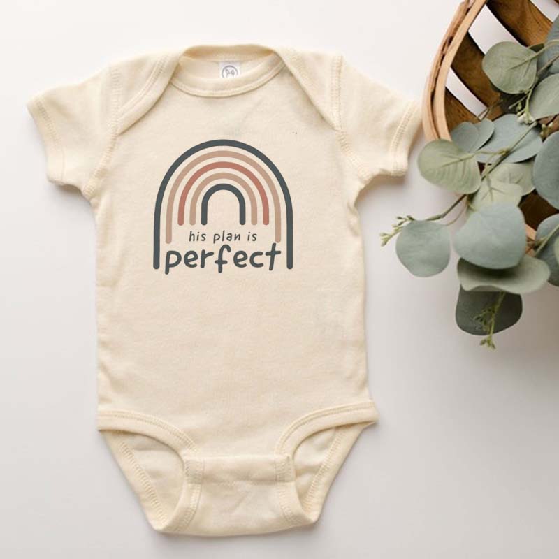 His Plan Is Perfect with Rainbow Onesies Brand Christian Baby Bodysuit