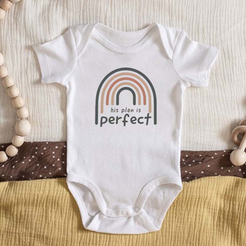 His Plan Is Perfect with Rainbow Onesies Brand Christian Baby Bodysuit