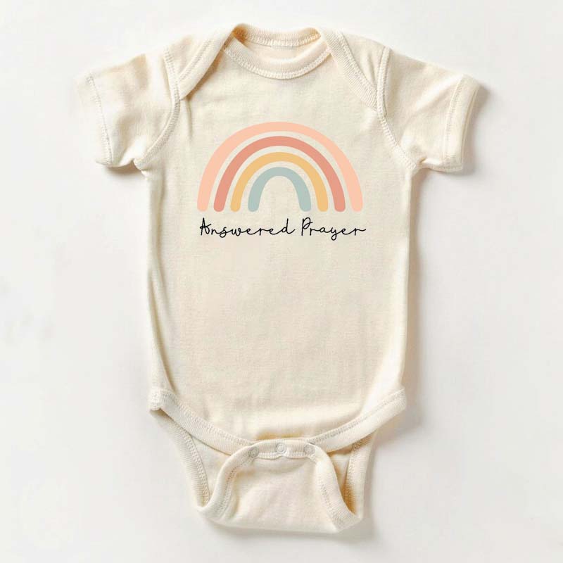 Religious Baby Bodysuit answered prayer rainbow