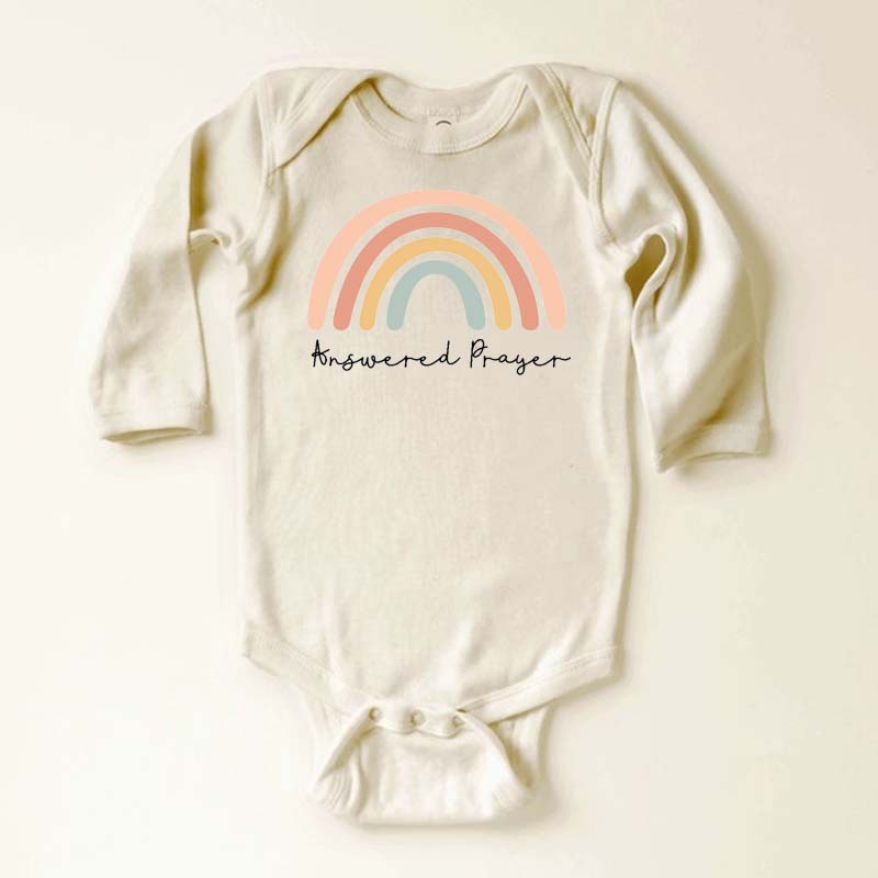 Religious Baby Bodysuit answered prayer rainbow