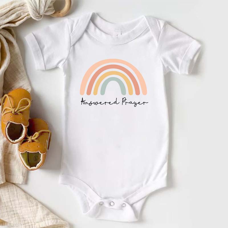 Religious Baby Bodysuit answered prayer rainbow