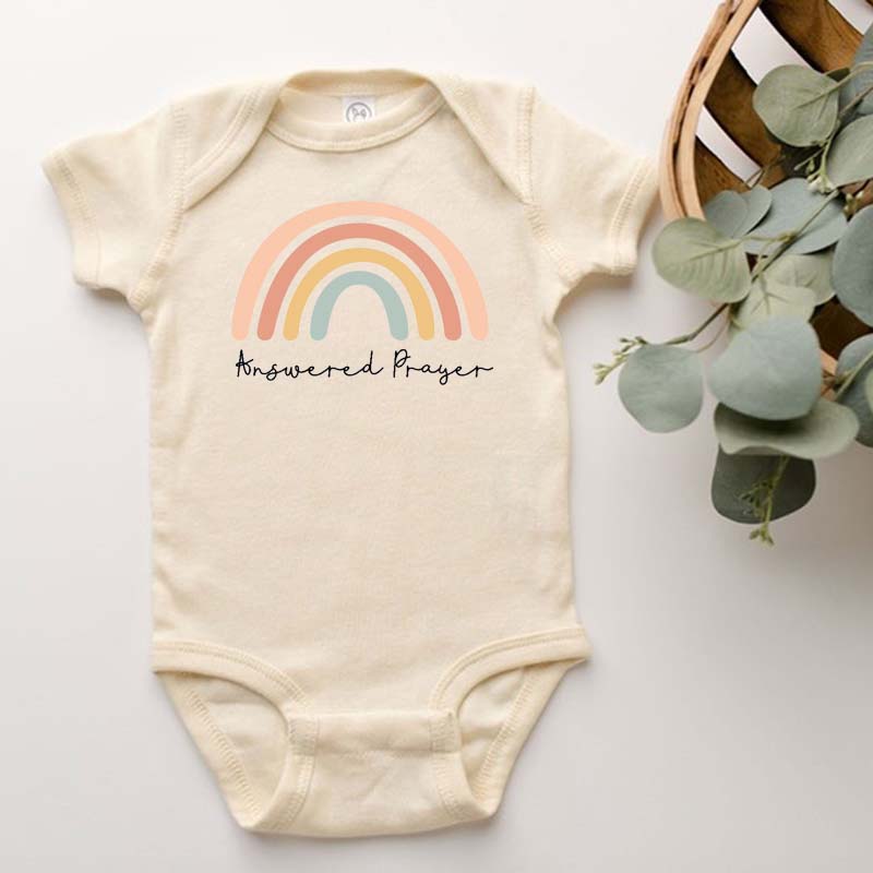 Religious Baby Bodysuit answered prayer rainbow