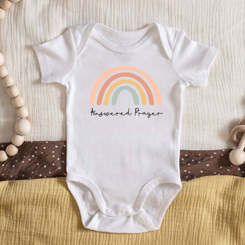 Religious Baby Bodysuit answered prayer rainbow